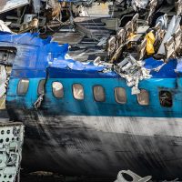 Fuselage of crashed 747 airplane after accident