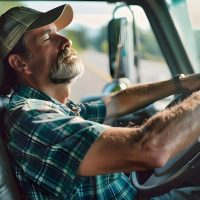 Truck driver fell asleep behind the wheel