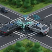 Autonomous Cars Collision at Intersection with Wireless Communication.